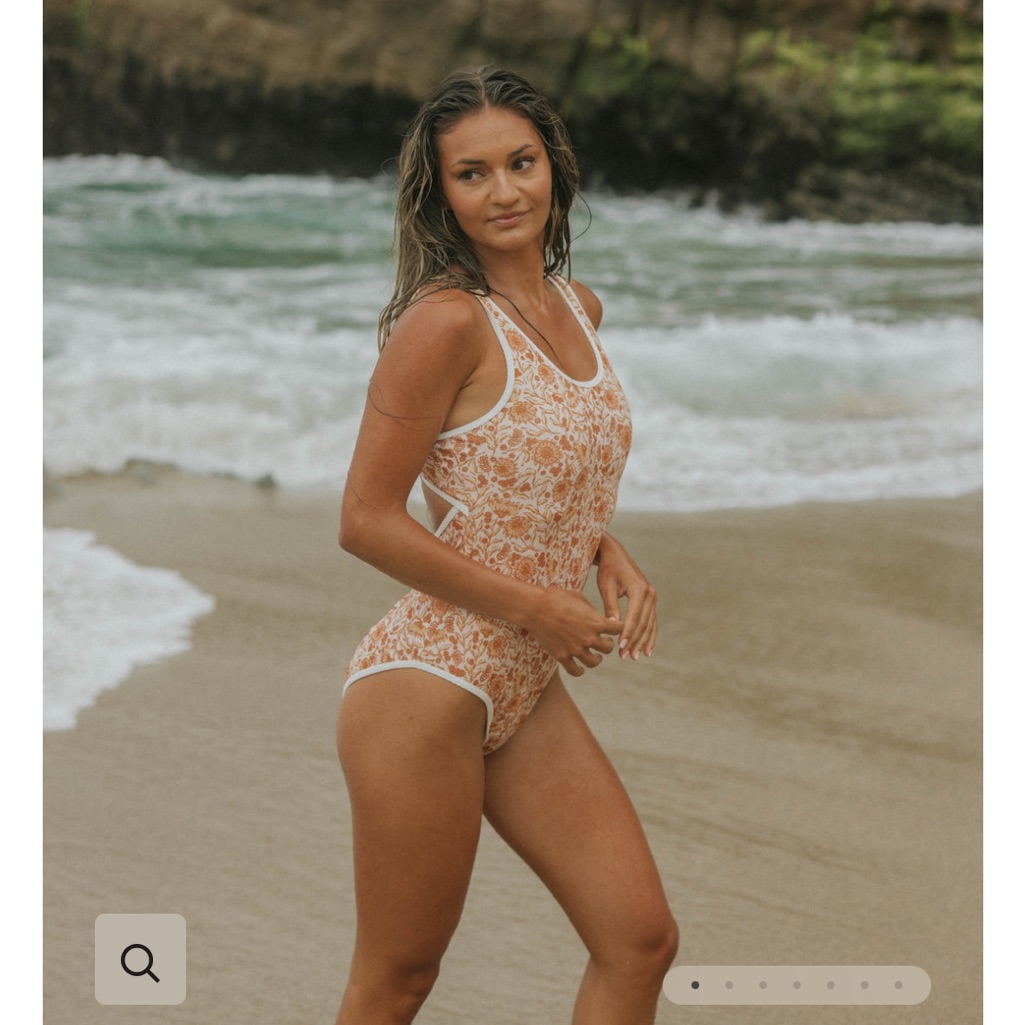 Geode One-Piece Swimsuits, Orange Floral Paisley And Brown Underwire Catania
